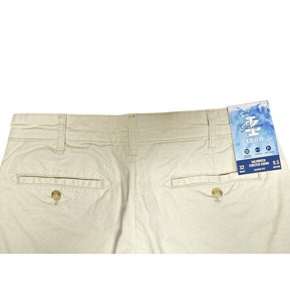 Izod Men's Flat Front Saltwater Stretch Shorts, Inseam 9.5" Waist 32 Light khaki - Picture 6 of 8
